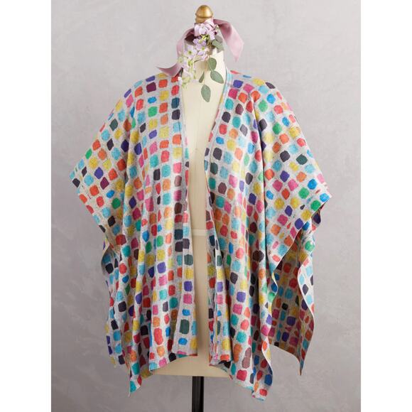 Et'Lois Wrap Cardigan One Size Womens Top Multicolor Rainbow Soft Knit USA Made - Picture 2 of 10